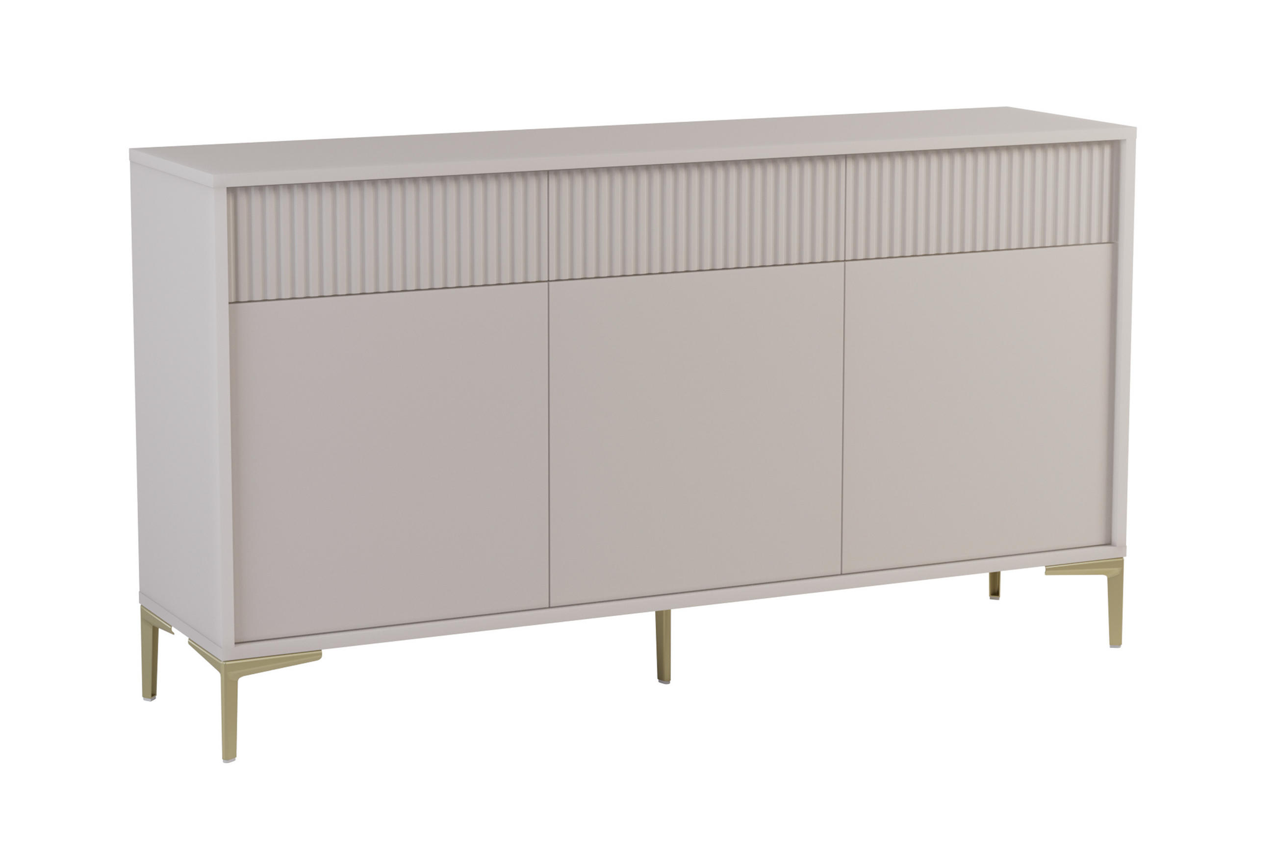 SIDEBOARD Urgano 3T3S Beige 152/84/38 cm – 3 Türen 3 Schubladen - Beige/Goldfarben, Holzwerkstoff/Metall (152/84/38cm) - AX Living