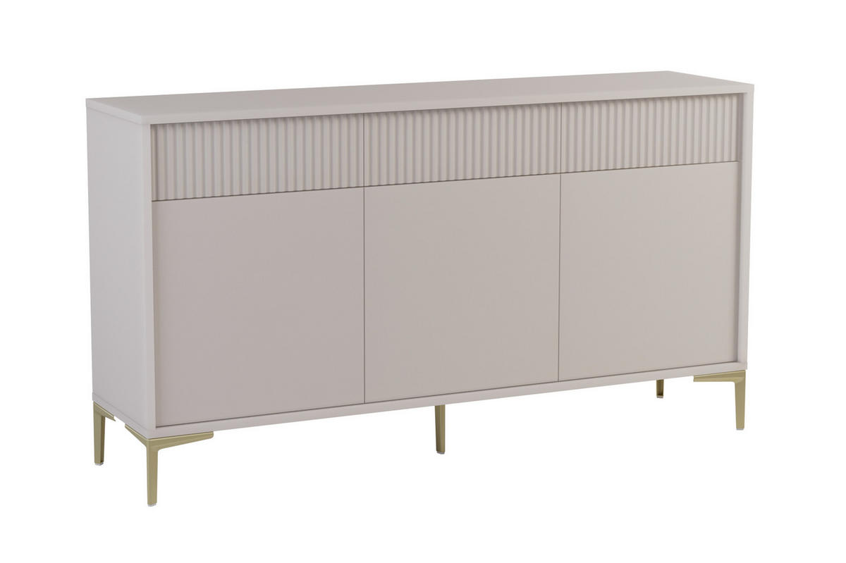 SIDEBOARD Urgano 3T3S Beige 152/84/38 cm – 3 Türen 3 Schubladen - Beige/Goldfarben, Holzwerkstoff/Metall (152/84/38cm) - AX Living