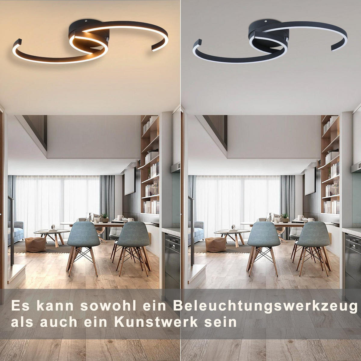 LED-DECKENLEUCHTE Oliver 60/16/9 cm - Schwarz, Metall (60/16/9cm) - Nettlife
