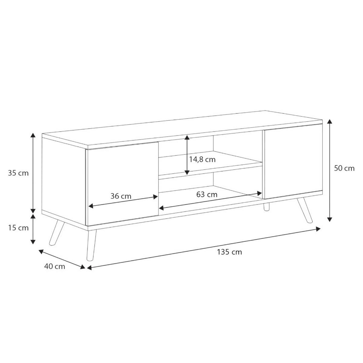LOWBOARD Focus - Eichefarben/Weiß, Holzwerkstoff (40/50/135cm) - RAUMHIRSCH FURNITURE