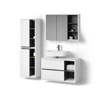 BADMÖBEL-SET Vomano Weiß 3 Teile - Anthrazit/Weiß, Holzwerkstoff (100/60/45cm) - Livinity®