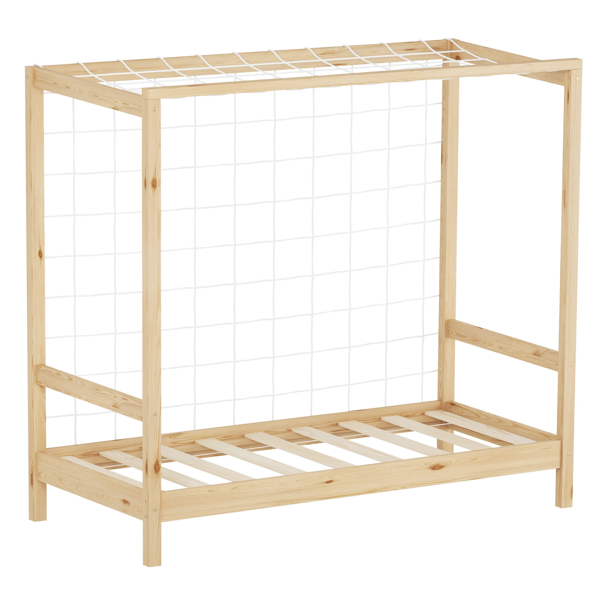 ML-DESIGN DĚTSKÁ postel ve tvaru fotbalové brány 70 × 140 cm, přírodní borovicové dřevo