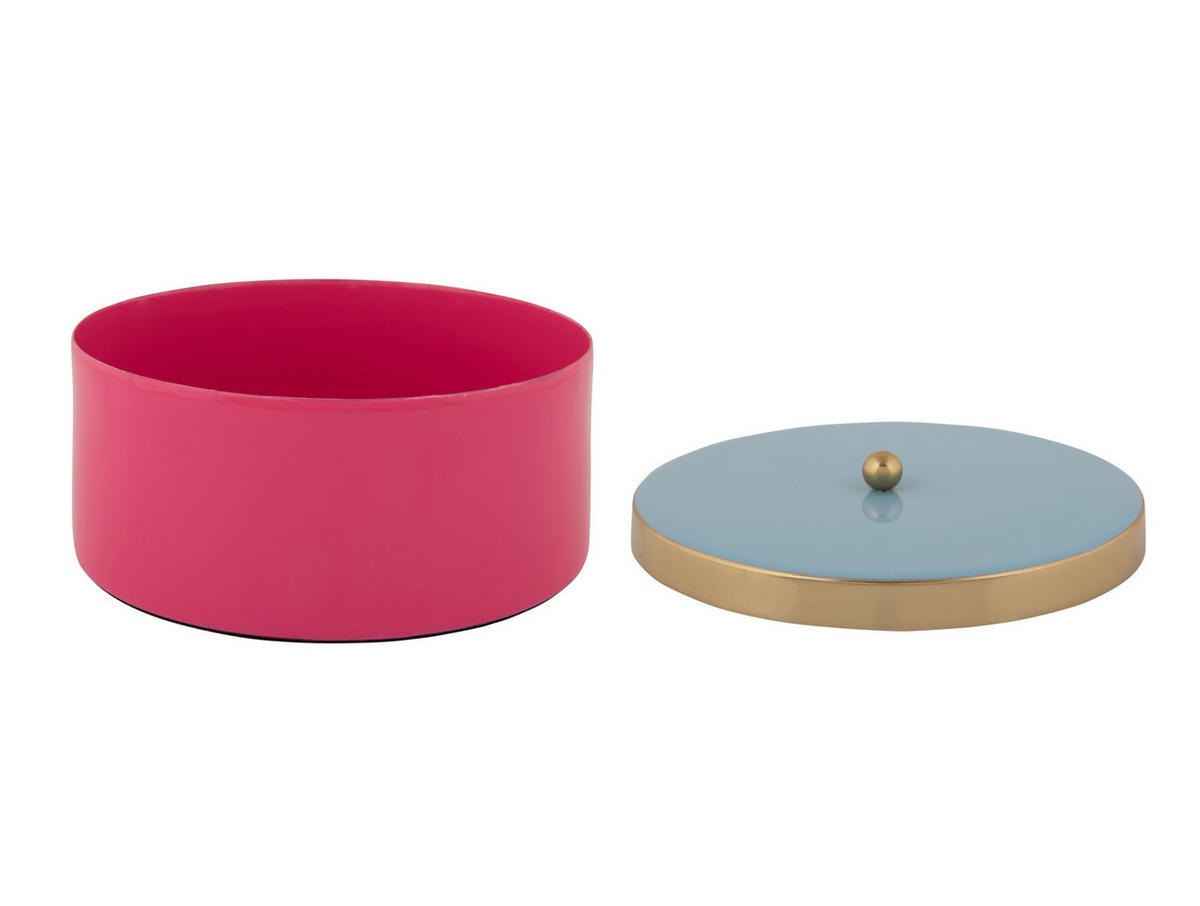 AUFBEWAHRUNGSBOX Double Funky 16/16/6 cm - Pink, Metall (16/6cm) - Present Time