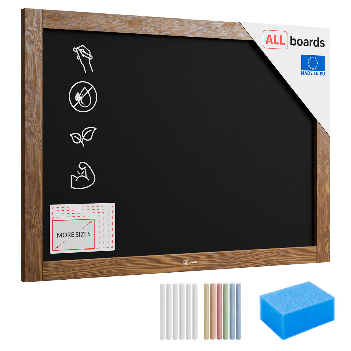 KREIDETAFEL mit Holzrahmen 70x50cm - Braun, Holz (70/50/2cm) - ALLboards