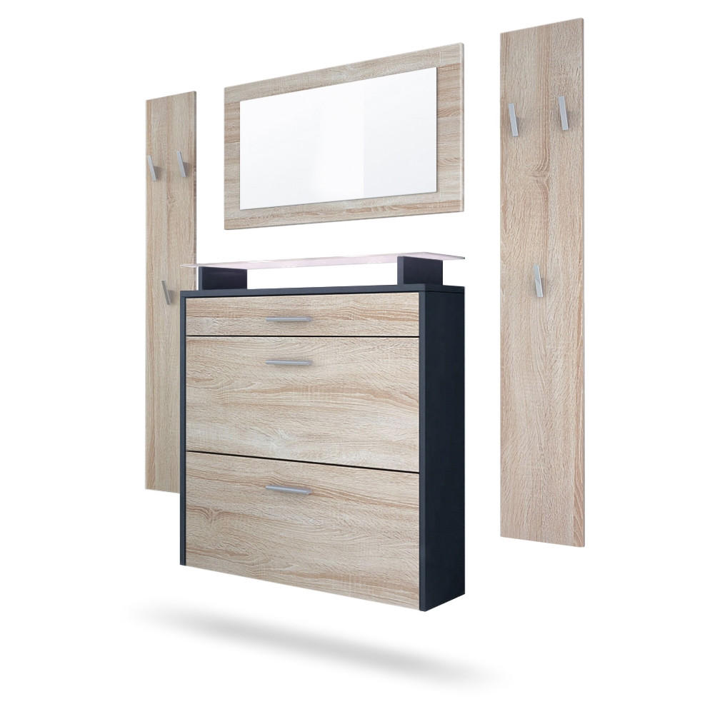 GARDEROBE Malea Fronten in Eiche sägerau - Eiche San Remo, Holzwerkstoff (180/180/23cm) - Vladon