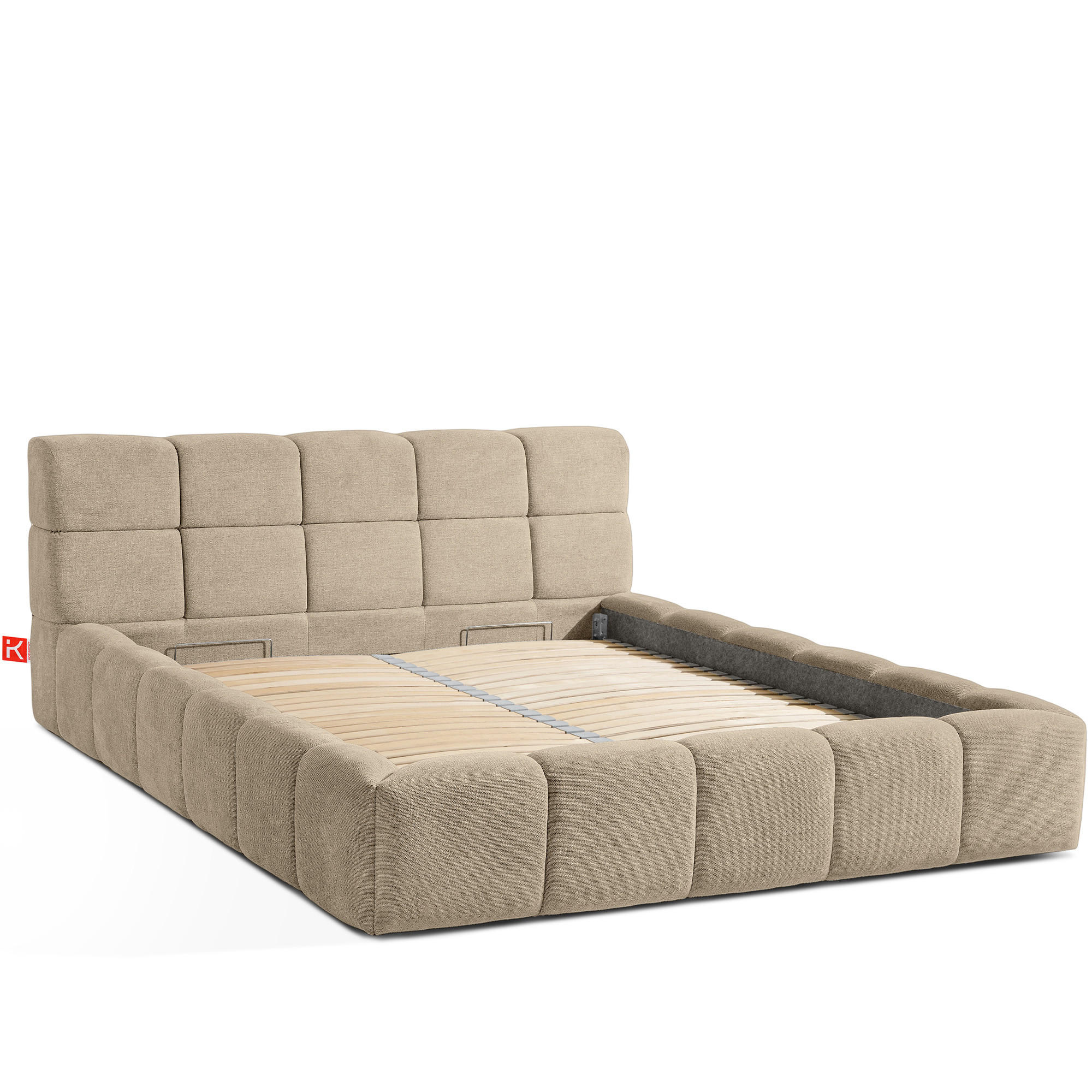 POLSTERBETT AERI mit Rahmen, beige - Beige, Holz/Holzwerkstoff (160/200cm) - KONSIMO®