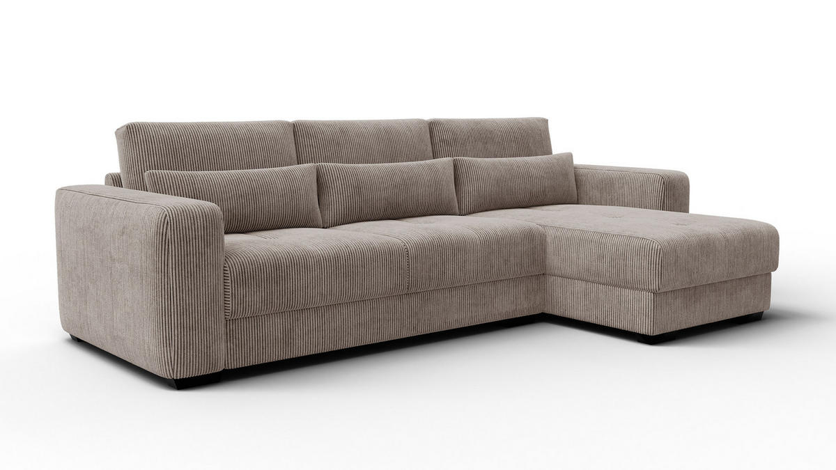 ECKSOFA OLI 4-Sitzer rechts, taupe - Taupe, Holz/Textil (295/172cm) - Courtois Laville
