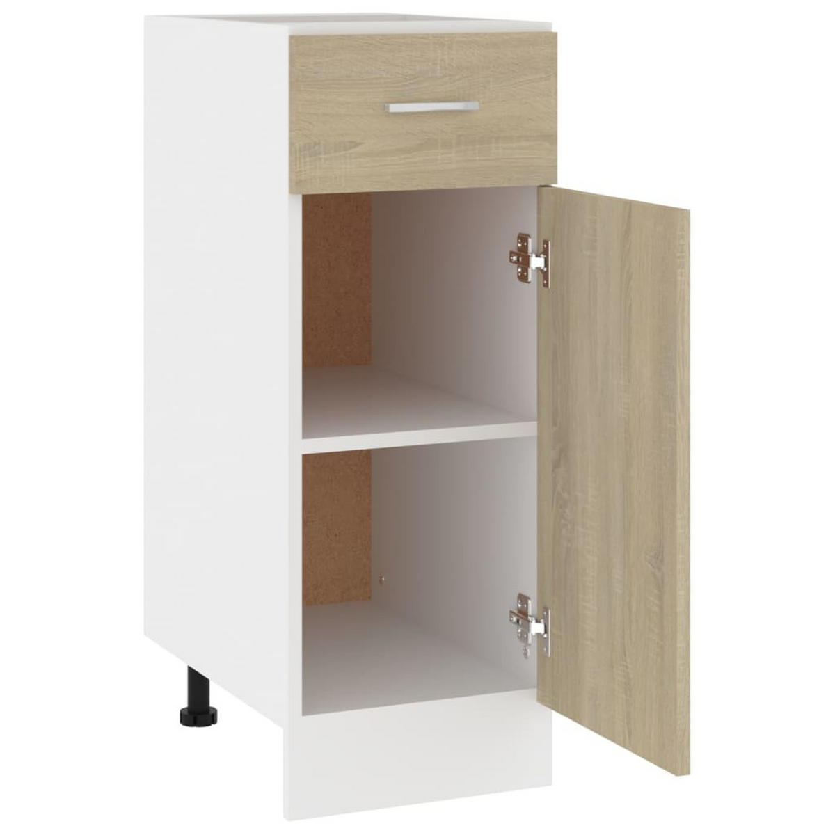 KÜCHENUNTERSCHRANK Lyon mit 1 Tür, 1 Schublade 30/46/81,5 cm aus Holzwerkstoff Sonoma-Eiche Dekor - Grau/Sonoma Eiche, Holz/Metall (30/81.5/46cm) - vidaXL