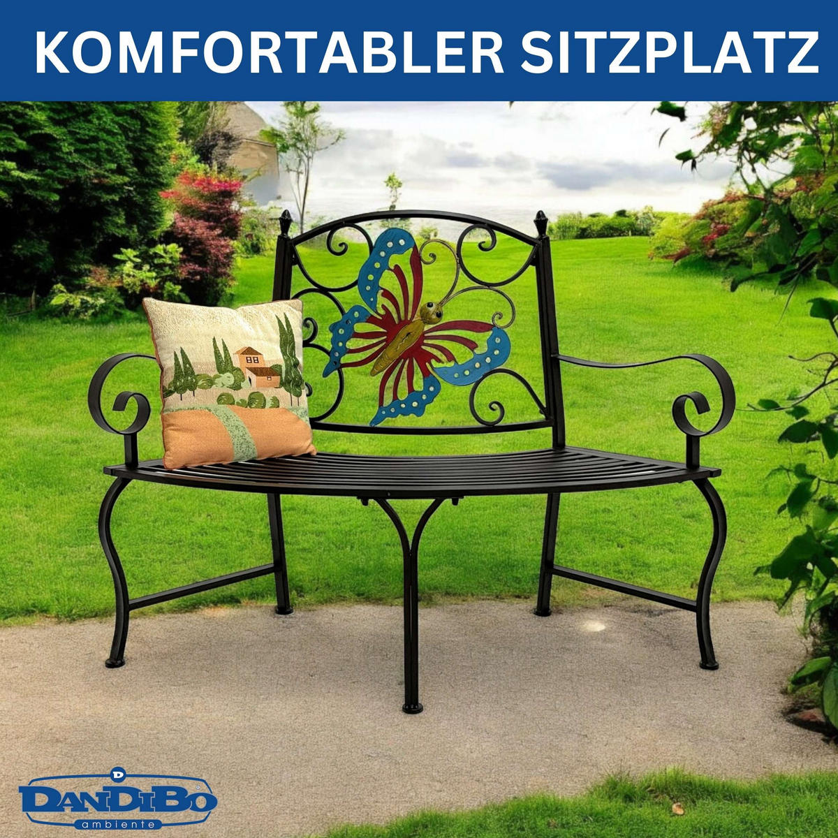 BAUMBANK Halbrund Wetterfest Metall Braun - Braun, Metall (140/100/60cm) - DanDiBo