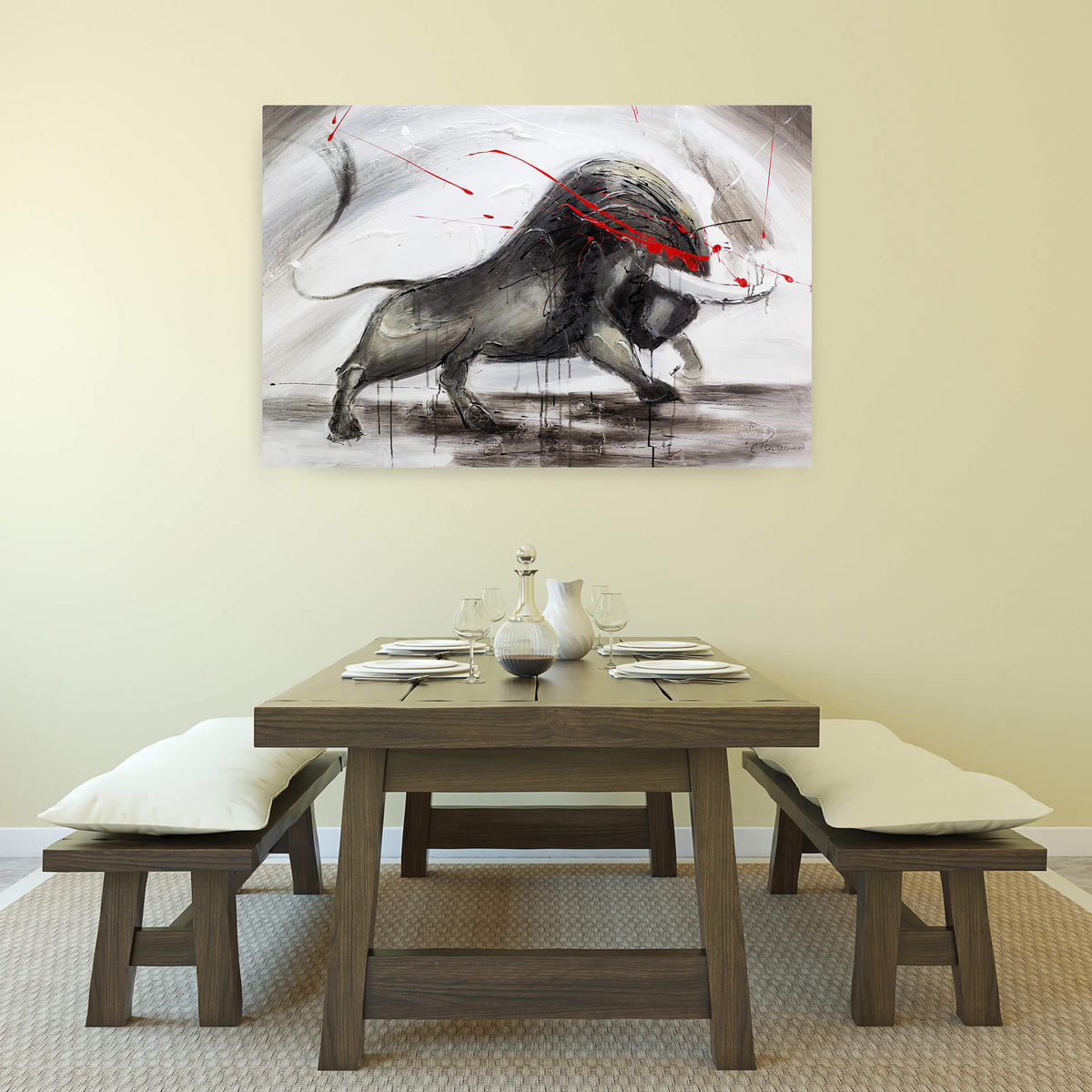ÖLGEMÄLDE 120/80 cm - Grau, Holz/Textil (120/80cm) - KUNSTLOFT