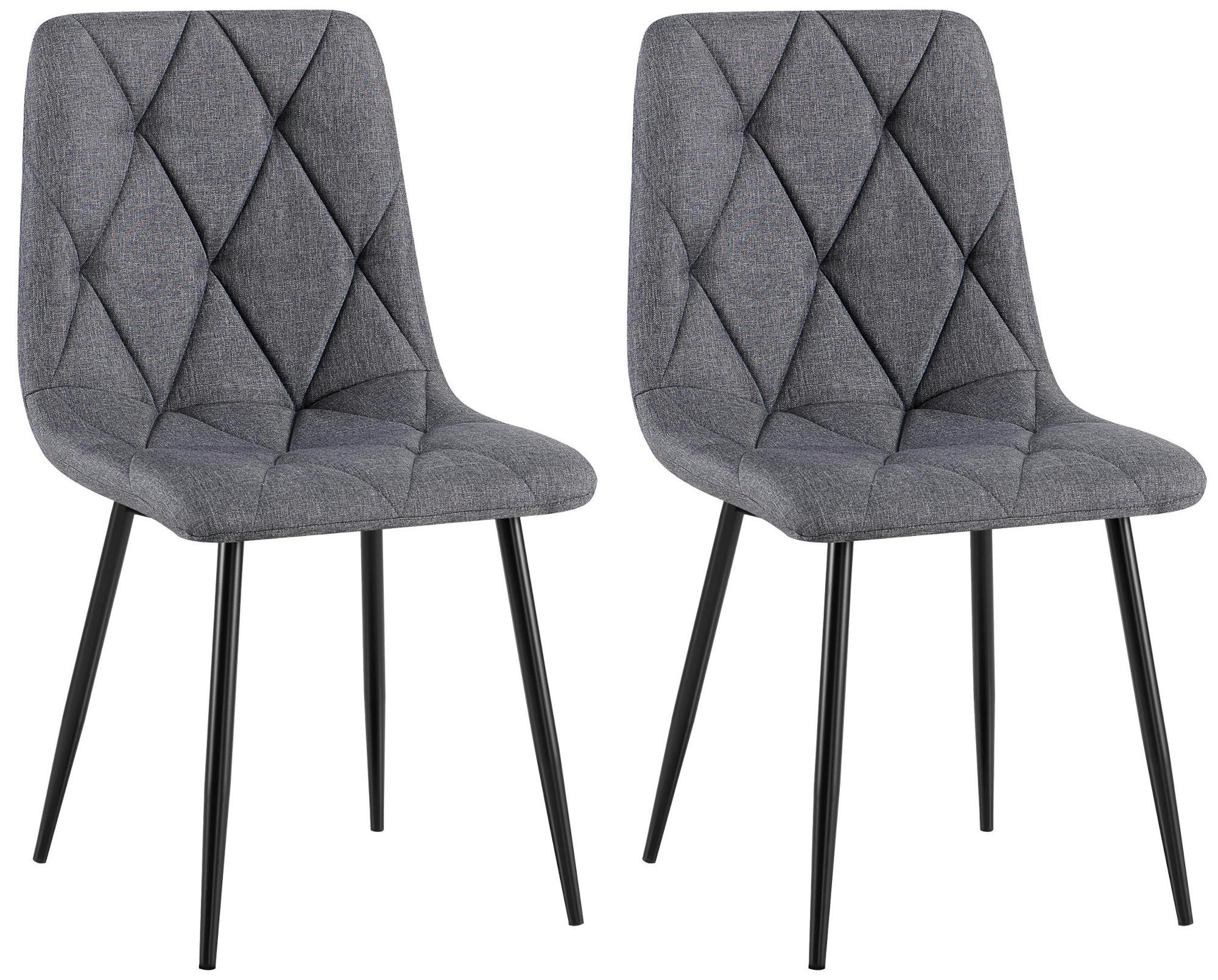 STUHL 2er Set Stoff Dunkelgrau - Dunkelgrau/Schwarz, Textil/Metall (45/85/55cm) - CLP