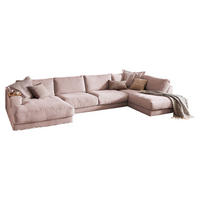 WOHNLANDSCHAFT MADELINE Pink Cord - Pink/Schwarz, Kunststoff/Textil (425/86/224cm) - KAWOLA