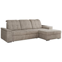 ECKSOFA MADRITO L - Beige Struktur - Rechts - Beige/Silberfarben, Textil/Metall (256/160cm)