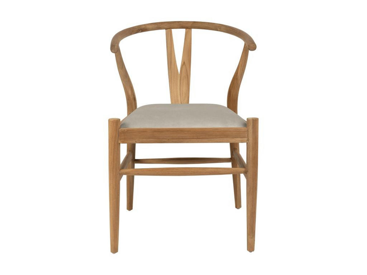 STUHL 2er-Set - Teakholz & Stoff - Holzfarben & Beige - POGIANA - Beige, Holz (63/77/53cm) - Vente-Unique