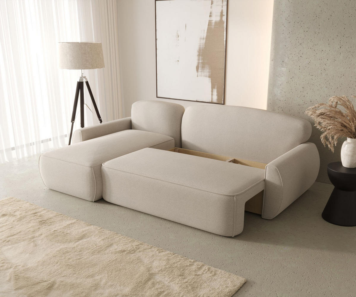 ECKSOFA mit Schlaffunktion LUCAS Quelle 83 Links - Grau, Textil (240/145cm) - Bedante