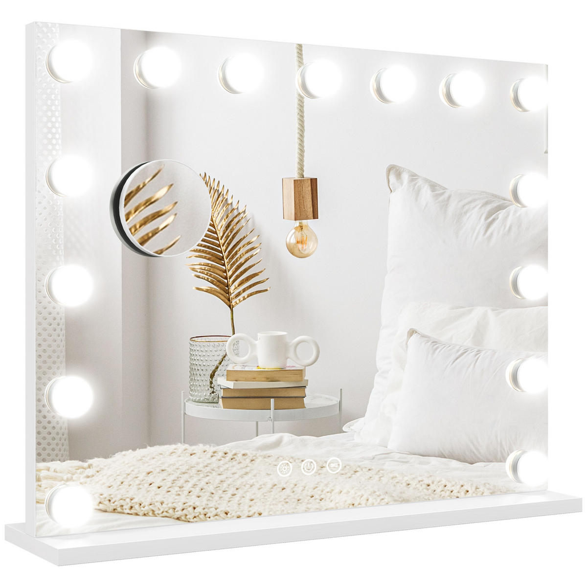 KOSMETIKSPIEGEL DE-09854 3 Lichtmodi, dimmbar, mit USB Weiß - Weiß, Glas (14/48/58cm) - ComfortXL