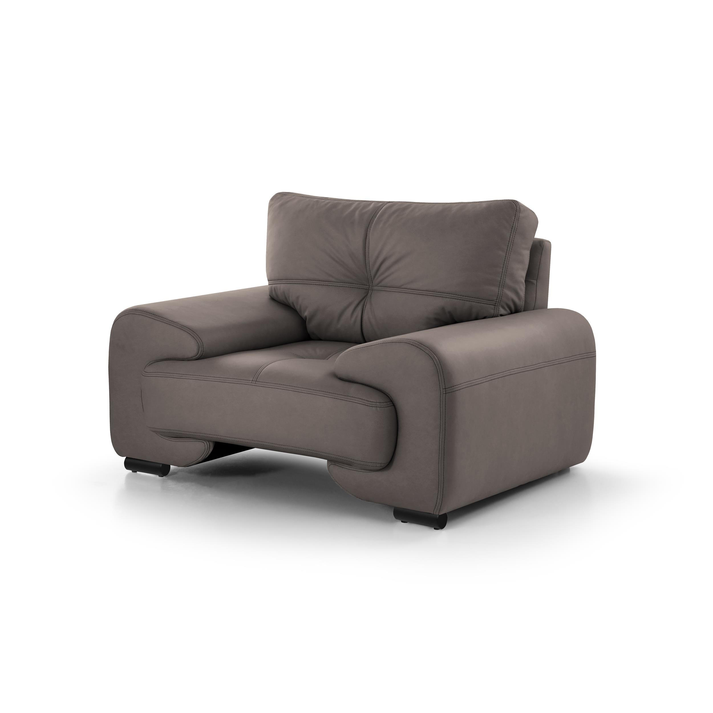 RELAXSESSEL Omega aus Kunstleder, Hellbraun - Hellbraun/Schwarz, Leder (128/88/98cm) - Beautysofa