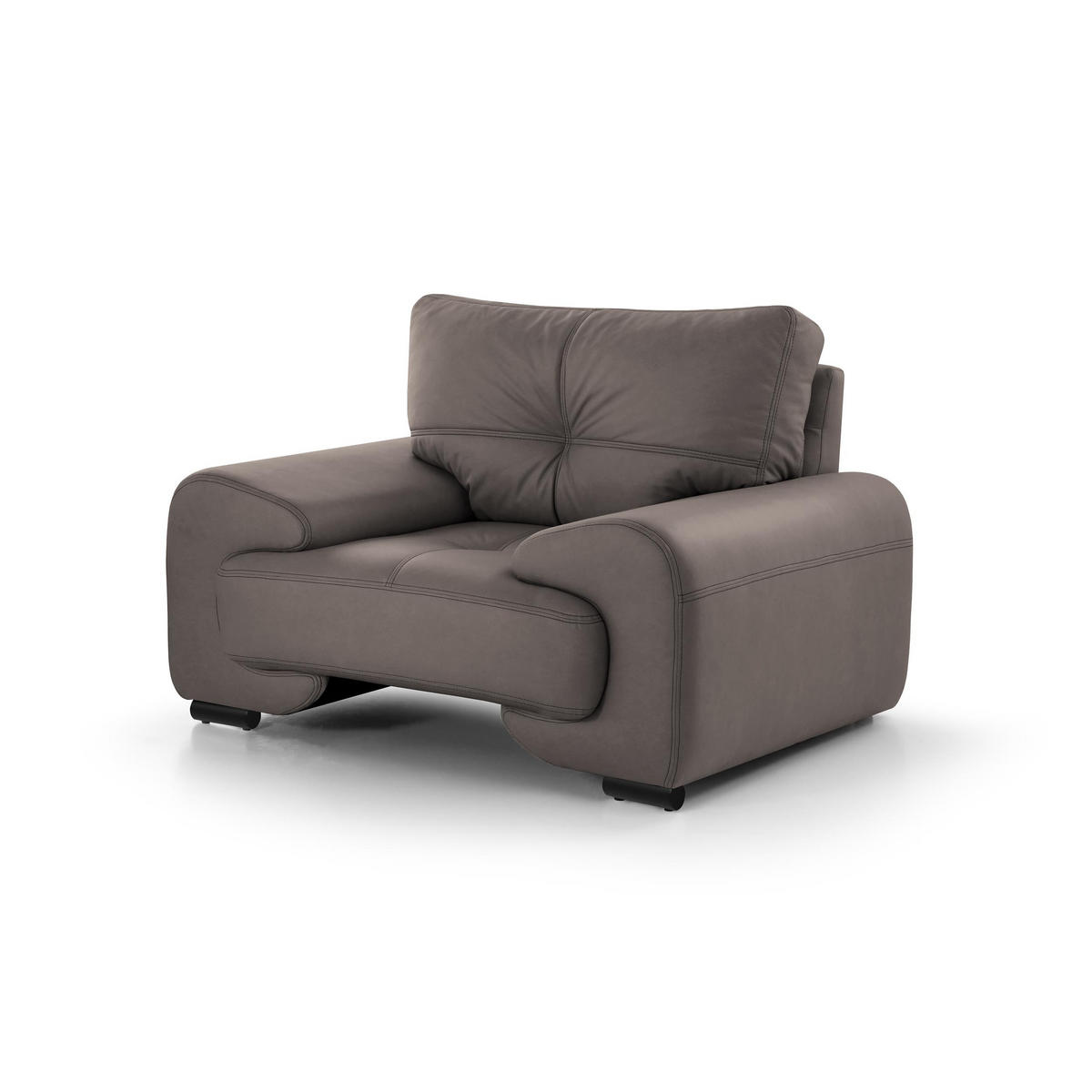 SITZGARNITUR Omega, zwei Sofas und Sessel, aus Kunstleder, Hellbraun - Hellbraun/Schwarz, Leder (225/88/98cm) - Beautysofa
