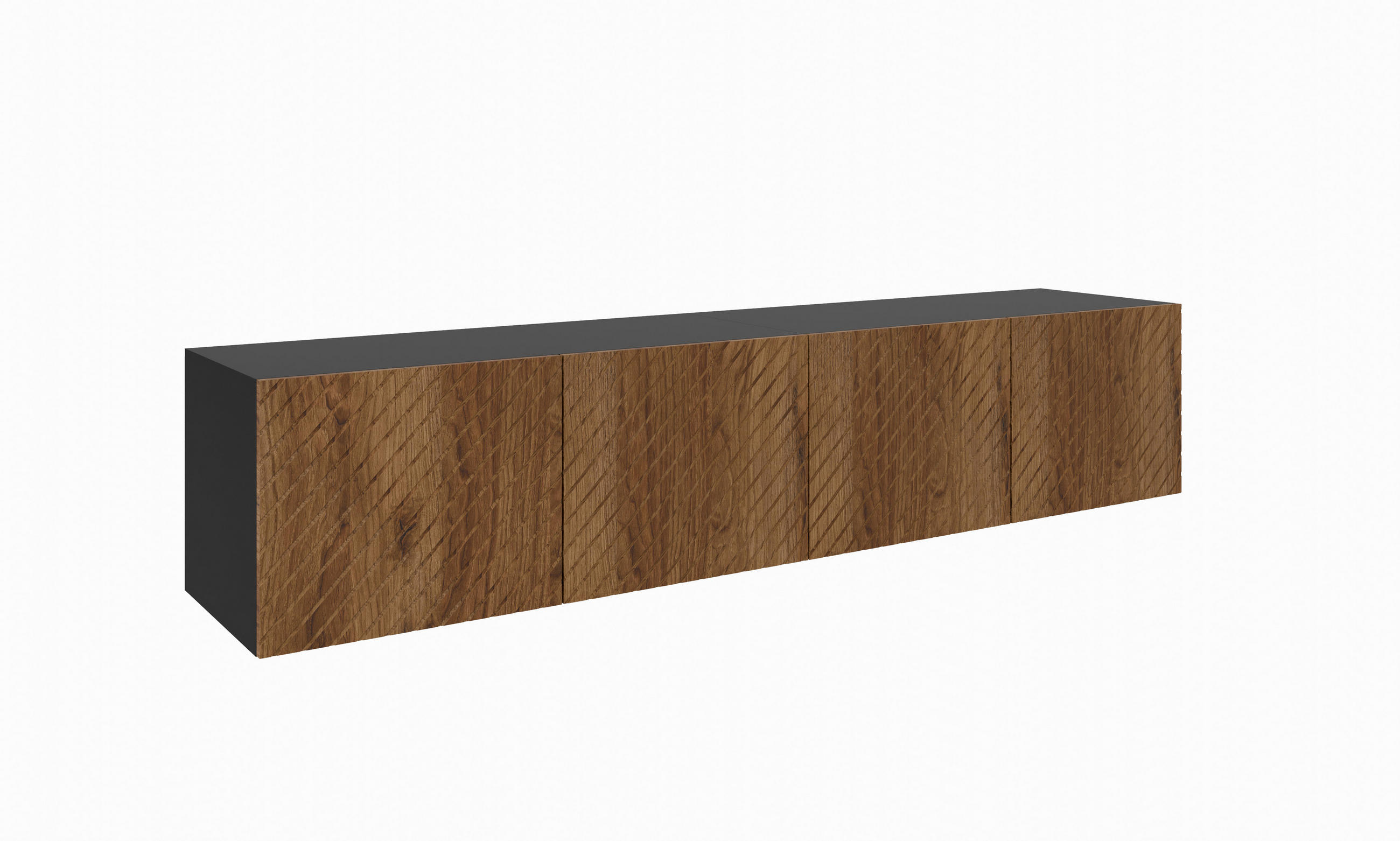 Meblini Tv-Schrank Schwarz, Wildeiche 200x41x40 cm
