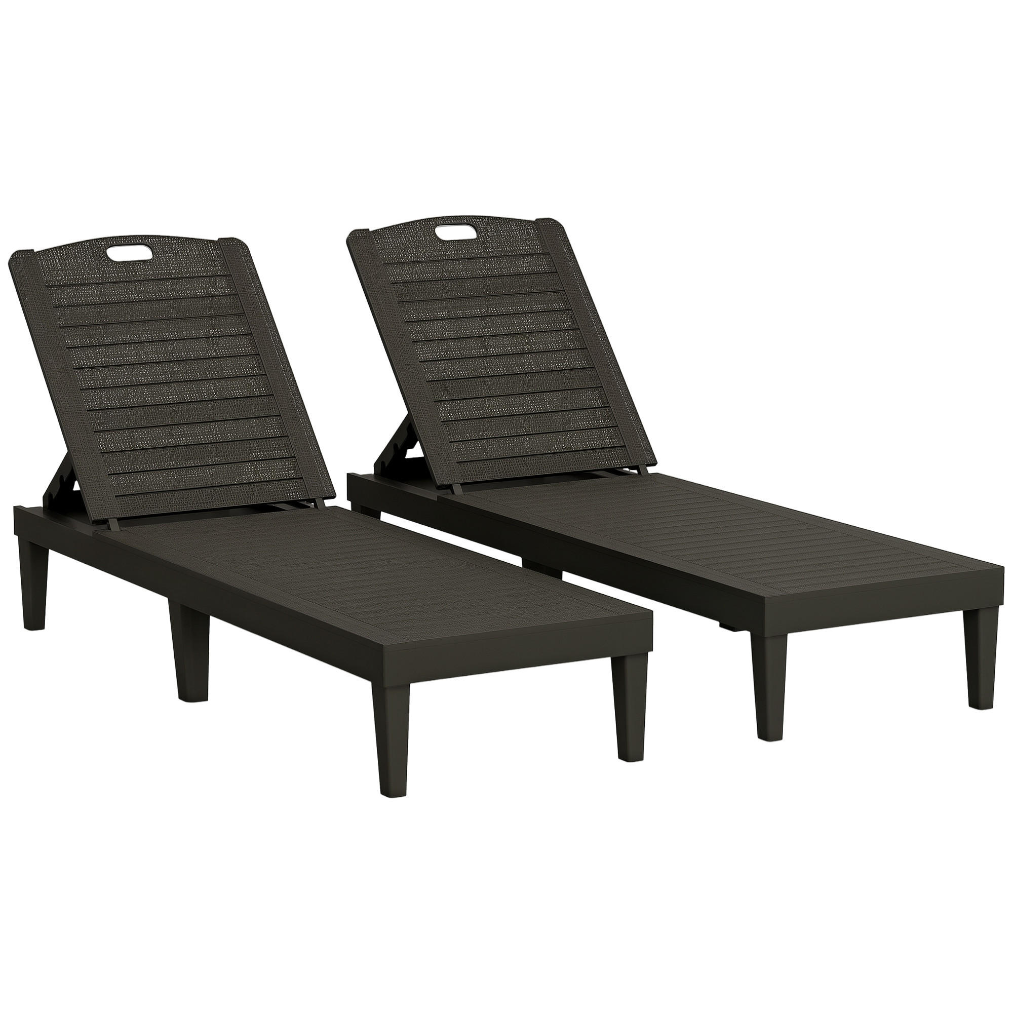 SONNENLIEGE 2er-Set Sonnenliegen mit 4-fach verstellbarer Rückenlehne Rattanoptik Lattenrost,187*56*28 cm,Schwarz - Schwarz, Kunststoff (56/28/187cm) - Vallsero
