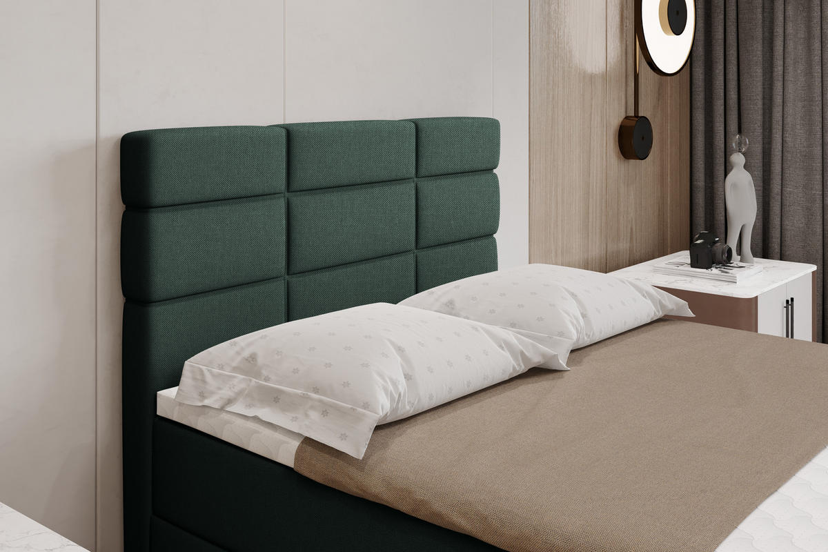 BOXBETT Reve 120 x 200 cm mit Bettkasten und Lattenrost ohne matratze - dunkelgrün - Dunkelgrau, Holz (120/206cm) - Panda Möbel