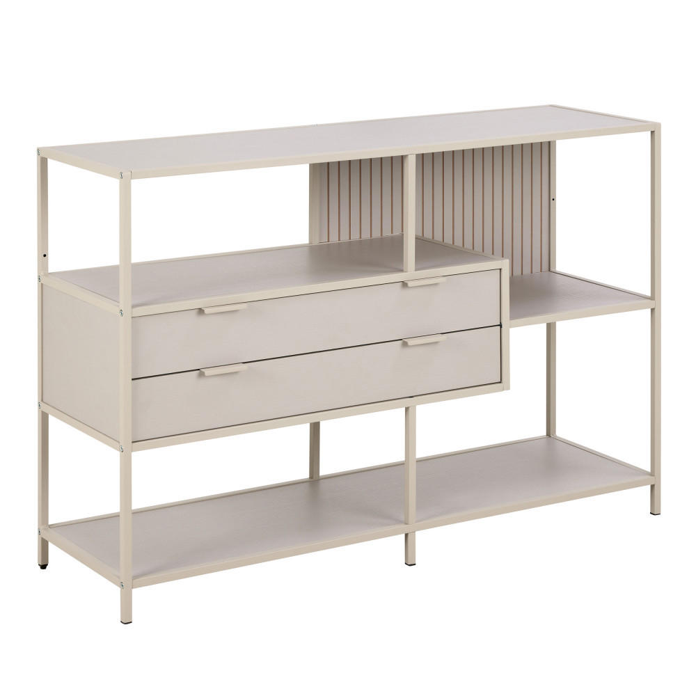 METALLREGAL mit 2 Schubladen, Länge 114 cm - Hexa - Beige - Beige, Metall (114/78/35cm) - Drawer