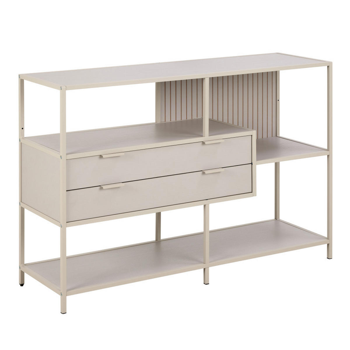 METALLREGAL mit 2 Schubladen, Länge 114 cm - Hexa - Beige - Beige, Metall (114/78/35cm) - Drawer