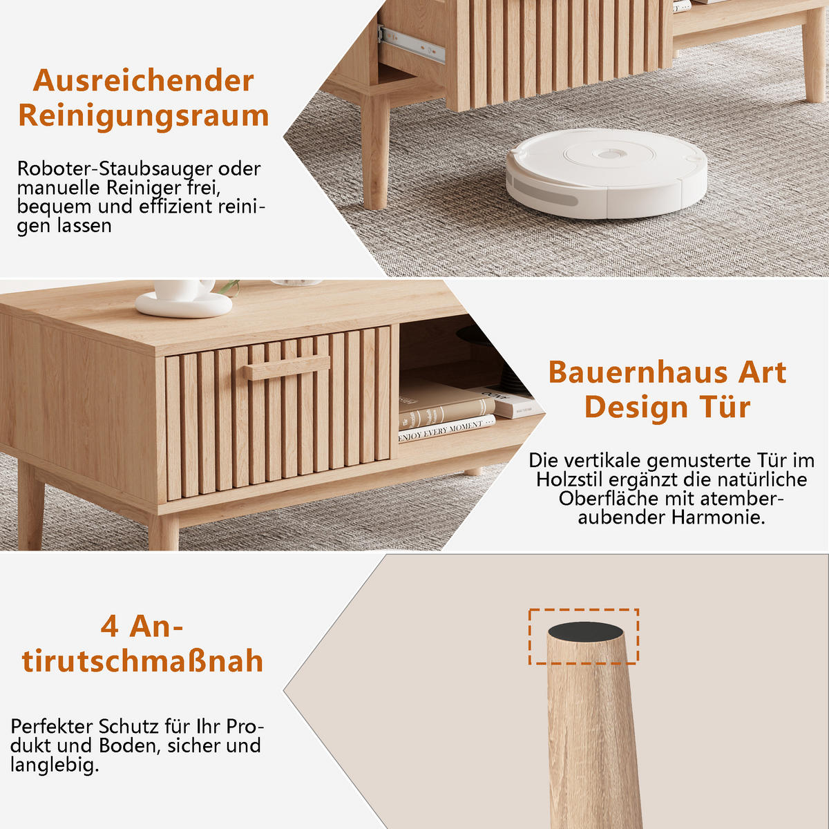 COUCHTISCH 100x50 cm mit Schublade & Ablage, Modern - Naturfarben, Metall (50/100/43cm) - EuroLiving