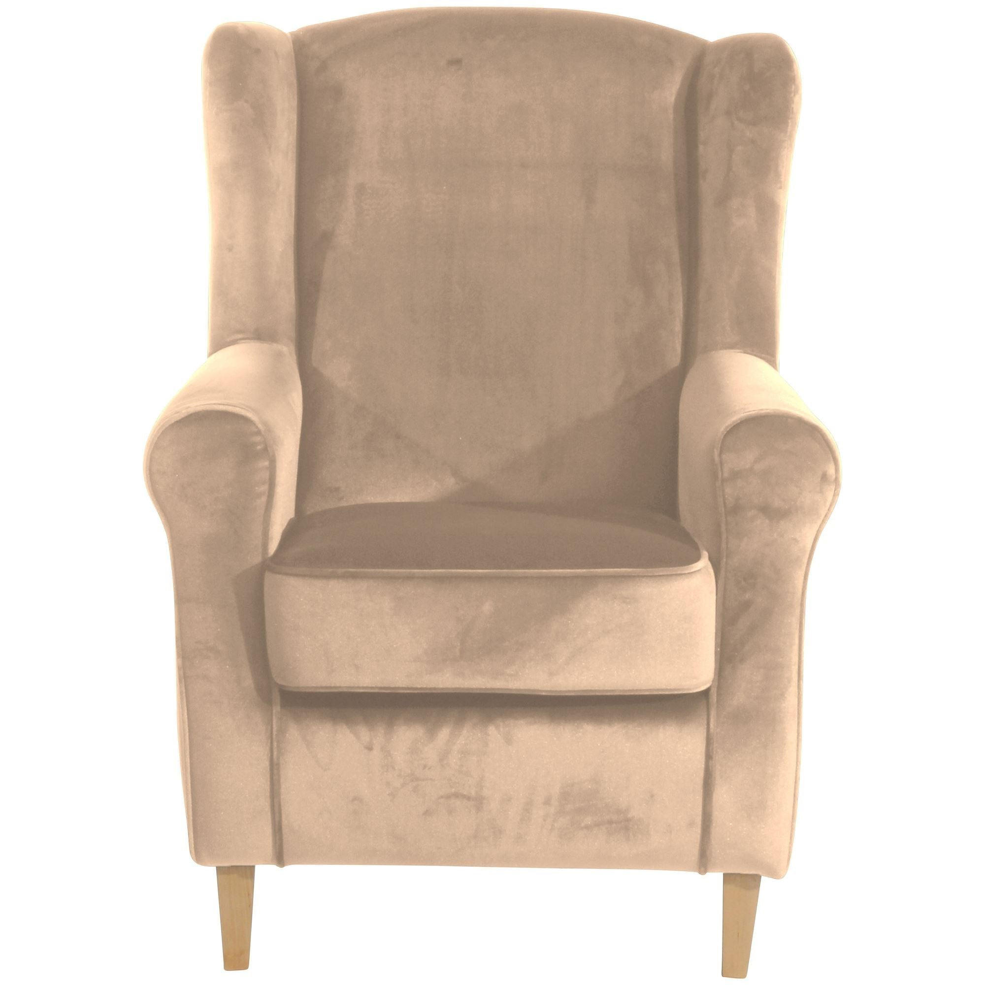 OHRENSESSEL Karlen Bezug Samtvelours Buche natur / sand - Sandfarben/Buchefarben, Kunststoff (86/103/77cm) - 58aufmkessel