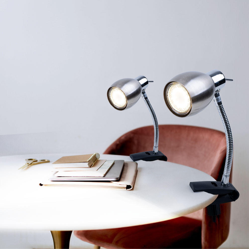 LED KLEMMLEUCHTE Pinch Silber 2er Set - Silberfarben, Kunststoff (12/12/17.5cm)