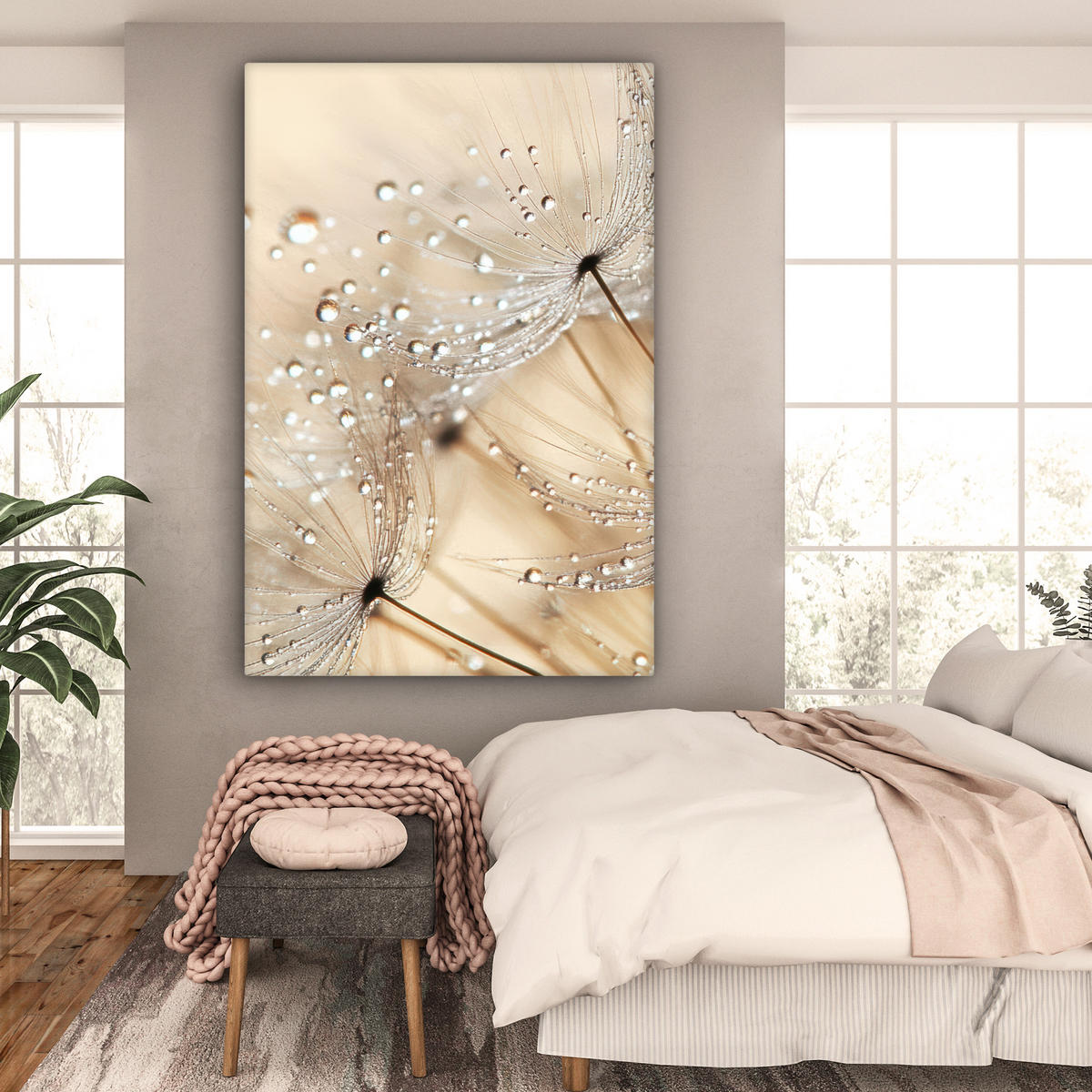SLIKA NA PLATNU Regrat 90x140 cm - rjava, tekstil (90/140cm) - MuchoWow