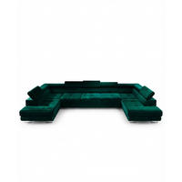 ECKSOFA U-Form WILD MAXI U2 mit Schlaffunktion 125x329 Velours Dunkelgrün - Chromfarben/Dunkelgrün, Holz/Textil (400/90/203cm) - Muffo