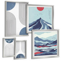 BILDER SET 5er Set - 50x50 cm & 20x30 cm & 40x60 cm Silberner Rahmen - Zitronenbäume im Topf - Silberfarben, Kunststoff (40/60cm) - TULUP