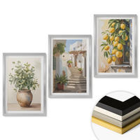 WANDBILDER 3er Set - 40x60 cm Silberner Rahmen - Zitronenblumen im Topf, Straßen - Silberfarben, Kunststoff (40/60cm) - ArtPrintCave