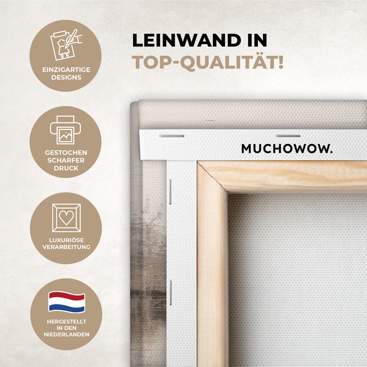 LEINWANDBILD Moderne Kunst - Abstrakt - Beige 40x30 cm - Beige, Textil (40/30cm) - MuchoWow