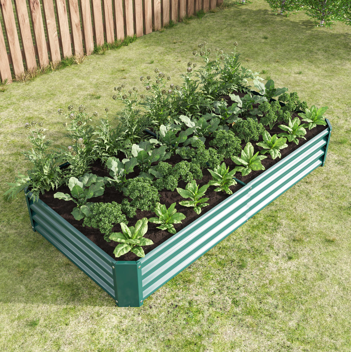 BLUMENKASTEN aus Metall 180 x 90 x 30 cm in Grün - Grün, Metall (90/30/180cm) - Modfu