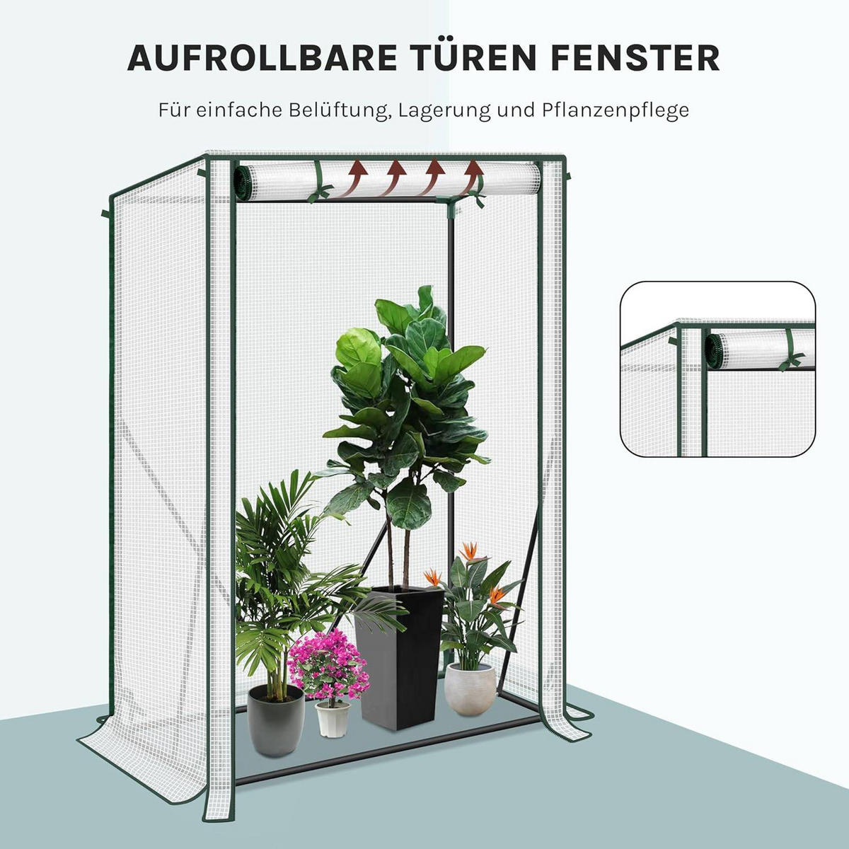 FOLIENGEWÄCHSHAUS, PE-reissfeste, 100x50x150/136 cm - Weiß, Textil/Metall (100/150/50cm) - Woltu