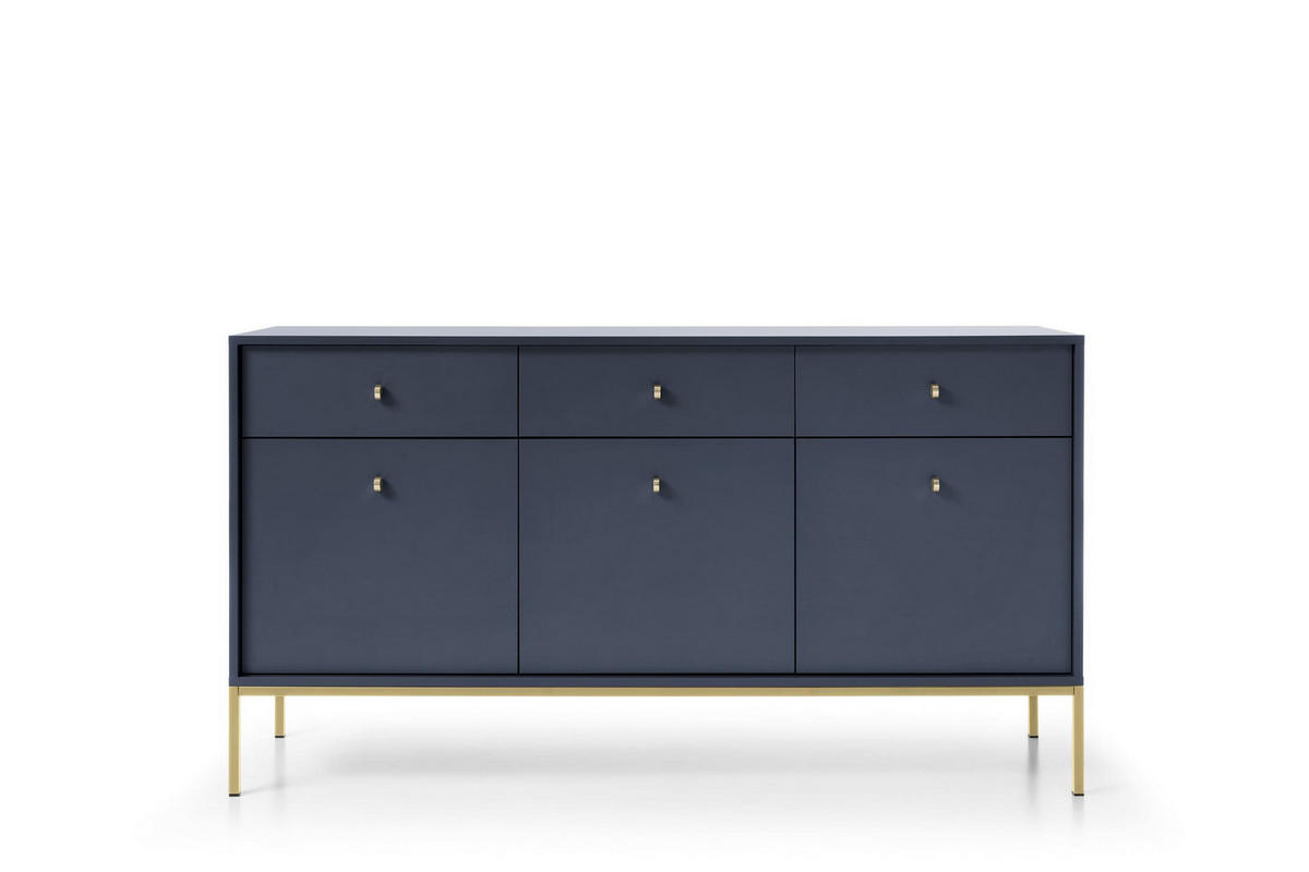 KOMMODE - kommode Melody III 154 Dunkelblau + Gold - Goldfarben/Dunkelblau, Holzwerkstoff (154/83/39cm) - Möblo