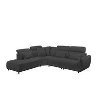 ECKSOFA mit verstellbaren Kopflehnen und Nosagfederung - Schwarz, Textil (339/285cm) - ed exciting design