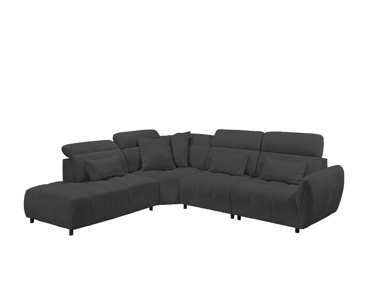 ECKSOFA mit verstellbaren Kopflehnen und Nosagfederung - Schwarz, Textil (339/285cm) - ed exciting design