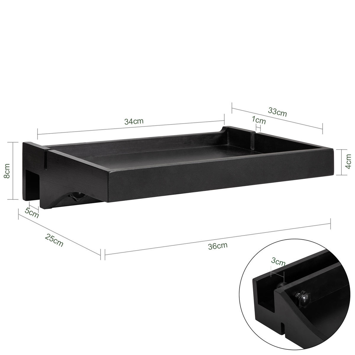 NACHTTISCH Bambus Schwarz - Schwarz, Naturmaterialen (36/9/25cm) - SoBuy