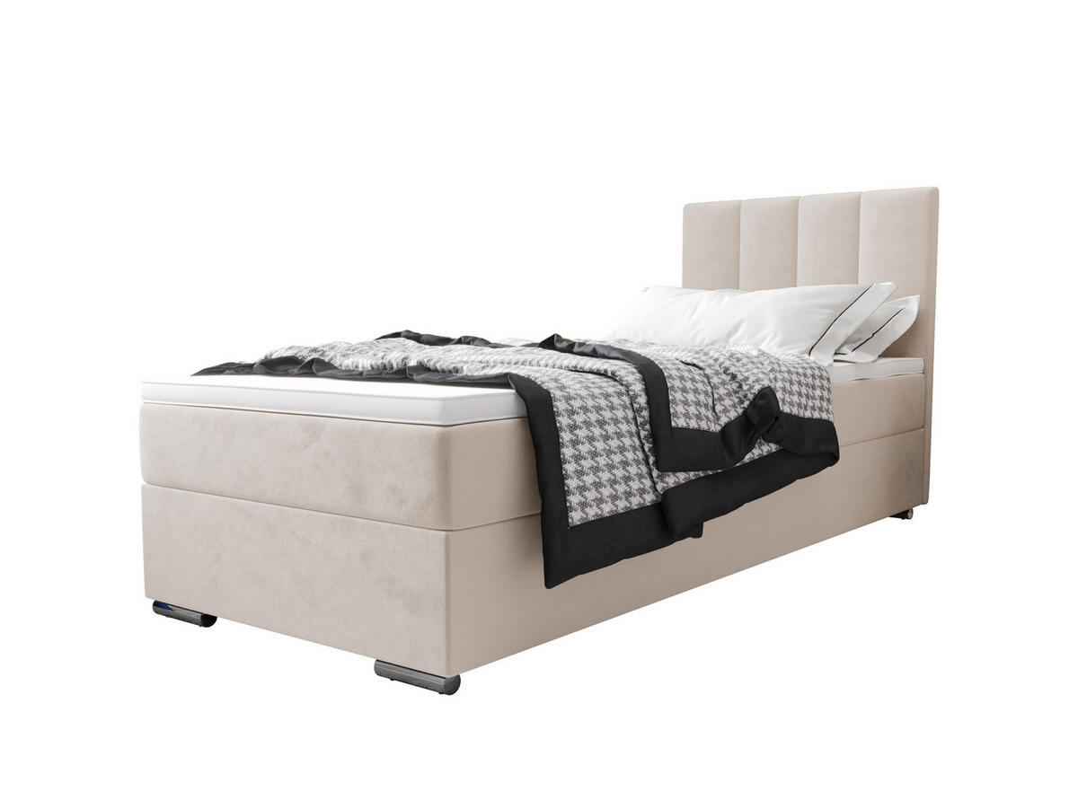BOXBETT ZILANO 2 mit Matratze H3 und Topper 90x200 Itaka 16 - Creme, Holz/Textil (90/200cm) - Bedante