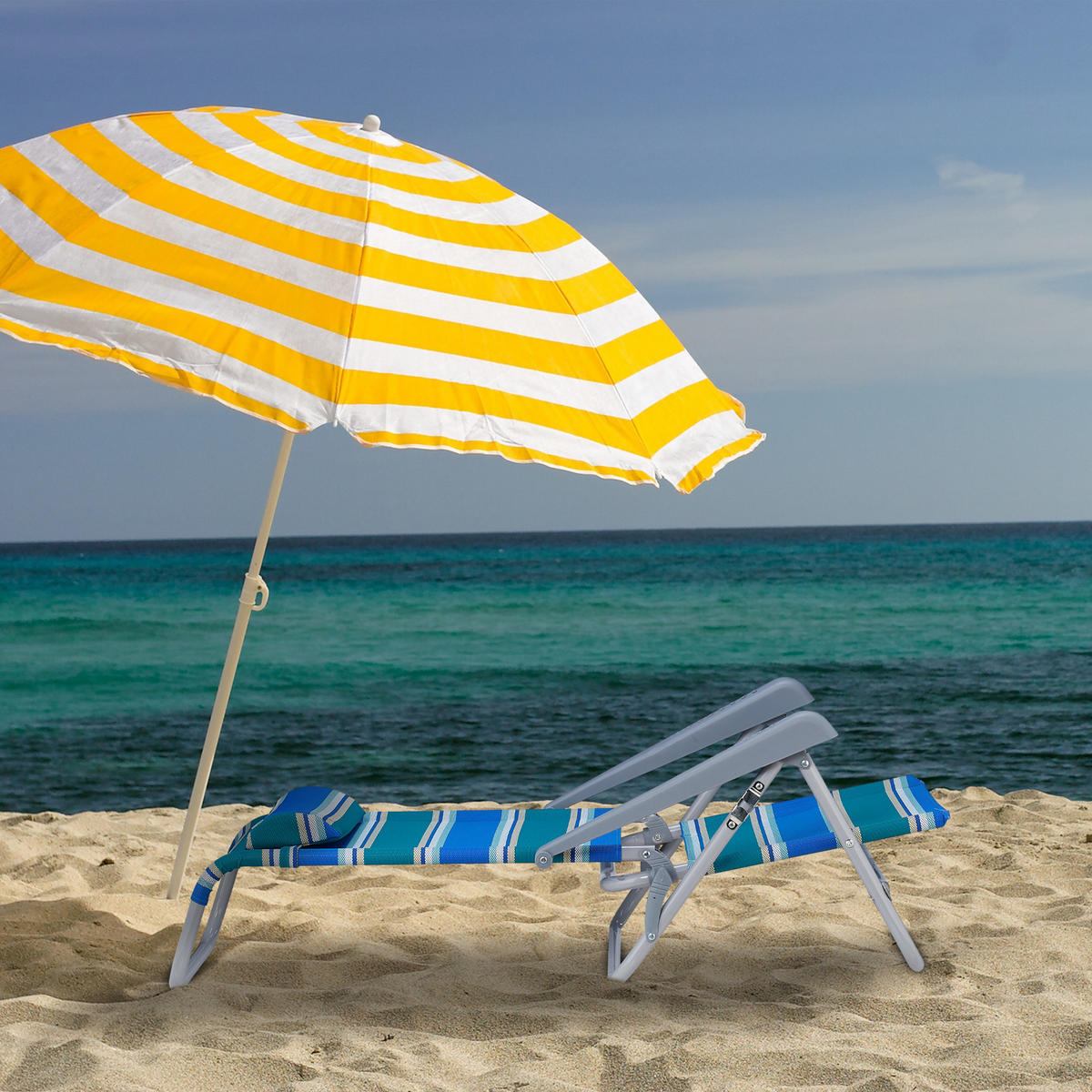 KLAPPLIEGESTUHL - Multicolor, Kunststoff/Textil (59/78/85cm) - Relaxdays