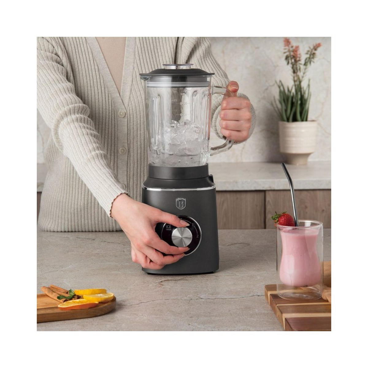 MIXER Graphit 25/25/25 cm BH9539 - Graphitfarben, Kunststoff (25/25/25cm) - Berlinger Haus