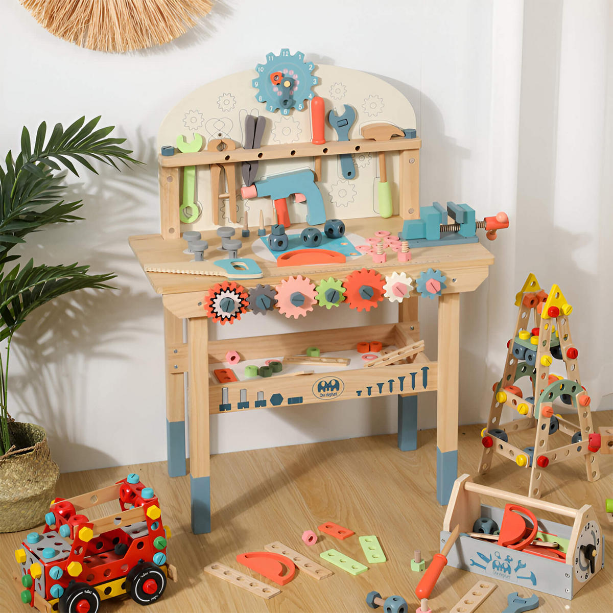 HOLZSPIELZEUG Werkbank 29,5/59,5/79,5 cm - Multicolor, Holz (59.5/29.5cm)