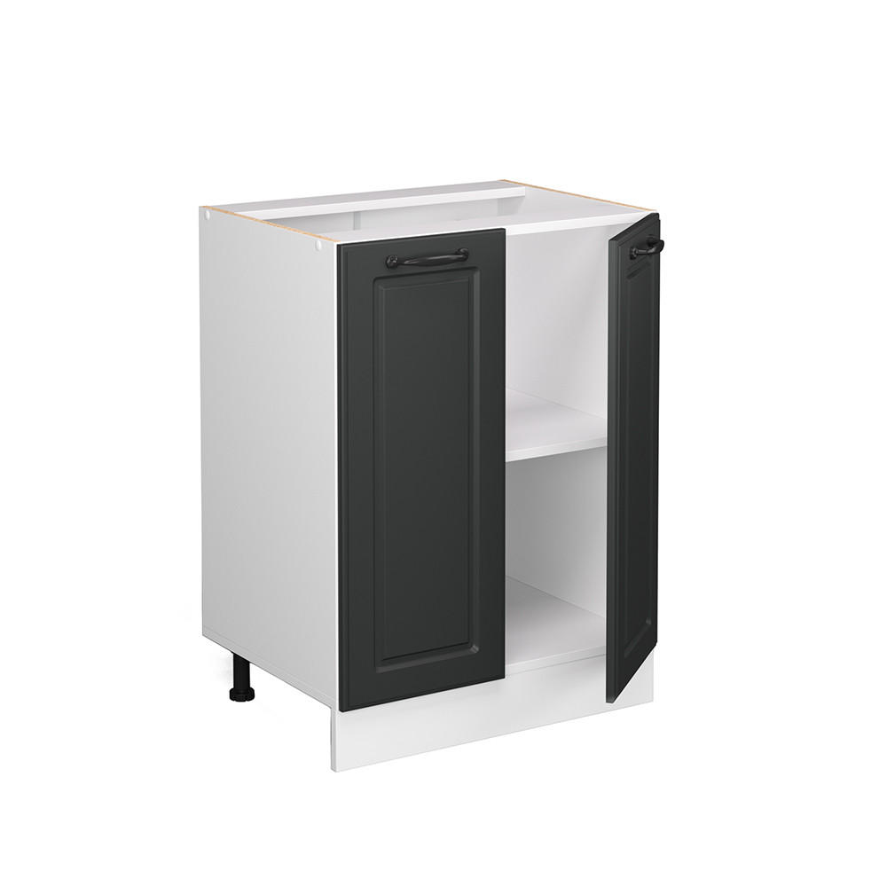 KÜCHENUNTERSCHRANK R-Line Anthrazit Landhaus 60 cm, AP Eiche - Dunkelgrau/Anthrazit, Holzwerkstoff (60/81.6/60cm) - Vicco