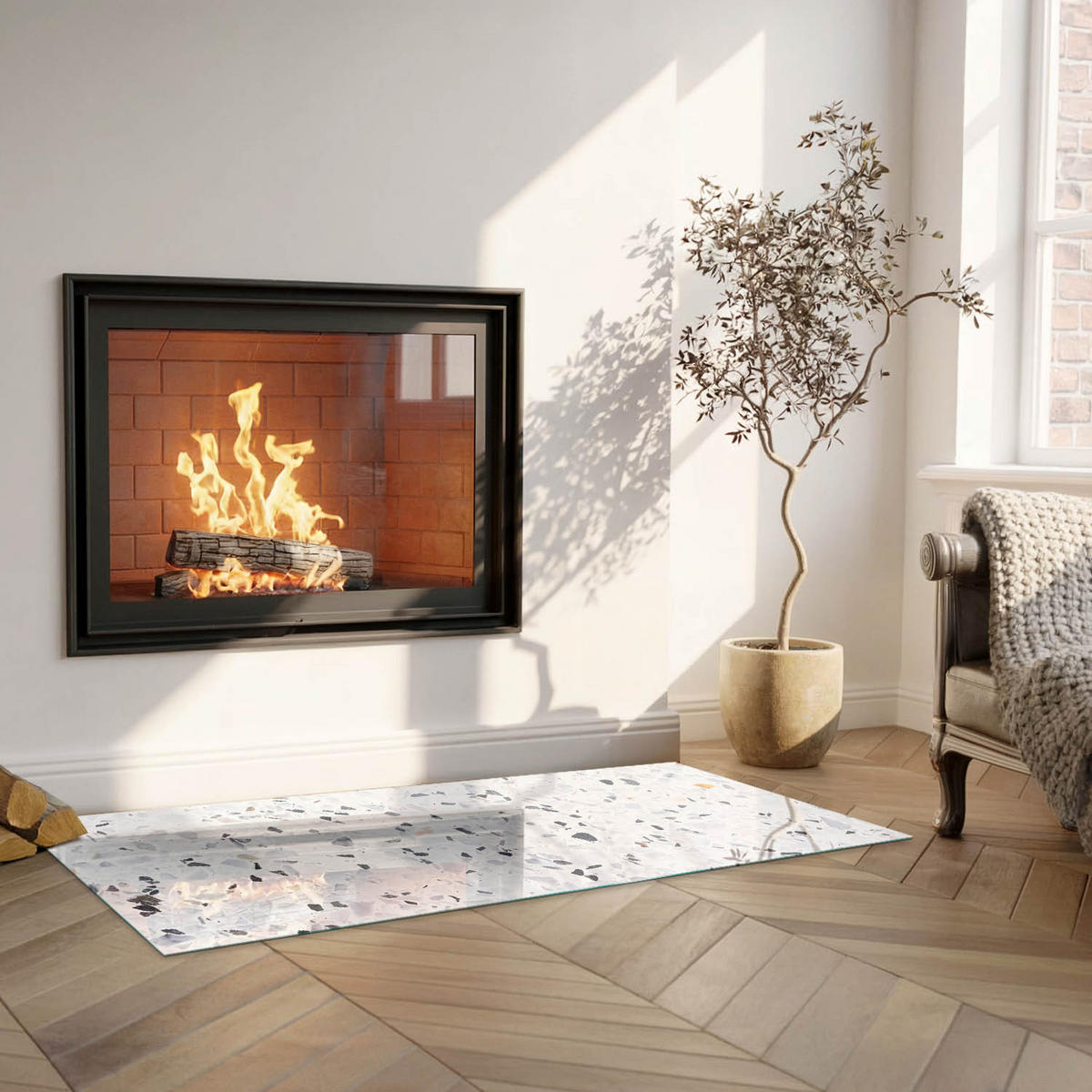 GLASPLATTE für Kamin 125x50 cm - Weiß, Glas (125/50/0.4cm) - TULUP