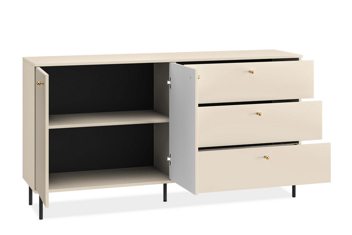 KOMBIKOMMODE DROMA mit Goldelementen, Creme - Creme, Holz (160/85/40cm) - KONSIMO®