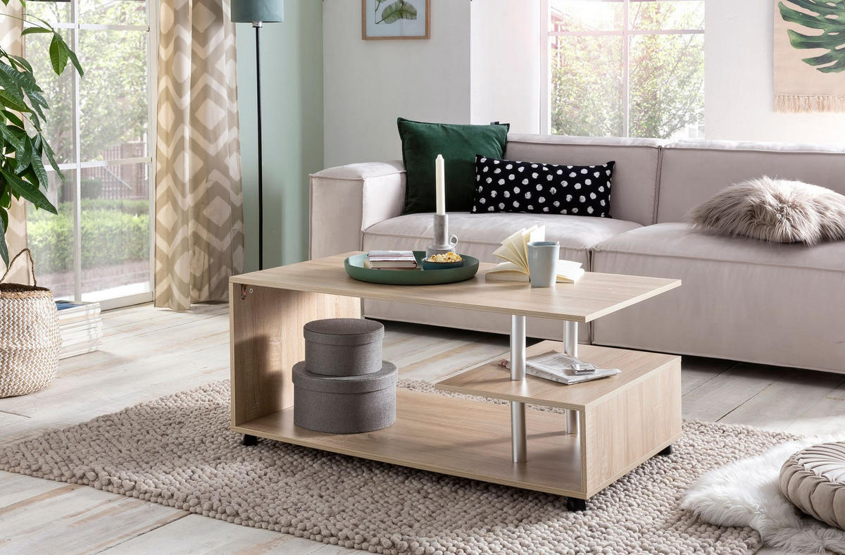COUCHTISCH eckig BLEDORA - Sonoma Eiche, Holzwerkstoff (105/60/48.5cm) - tinkaro
