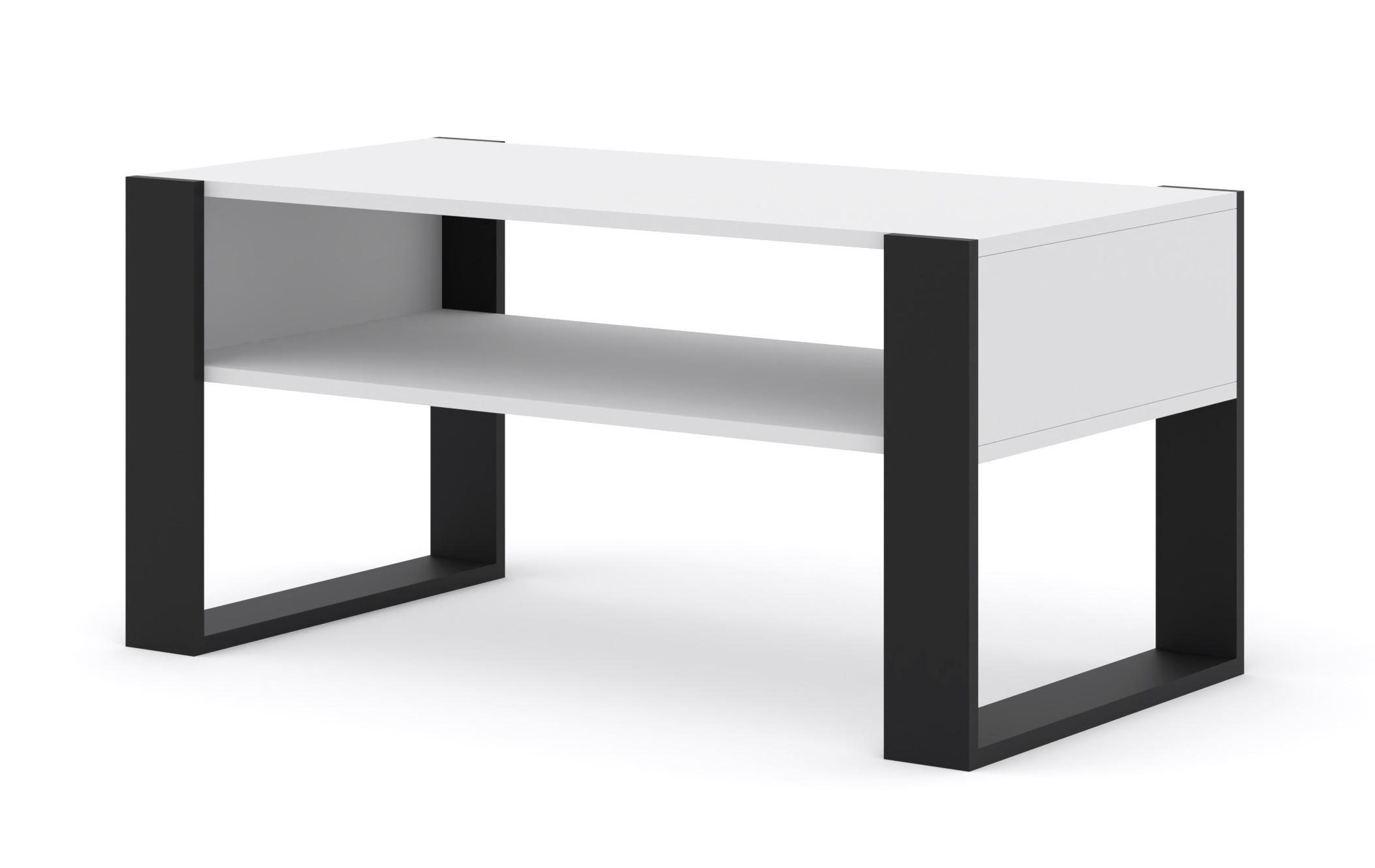 COUCHTISCH Weiß, Schwarz 100/47,5/50 - Schwarz/Weiß, Holzwerkstoff (50/100/48cm) - RAUMHIRSCH FURNITURE